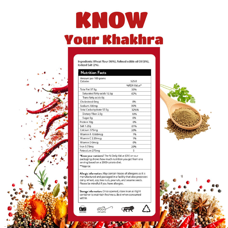 GujjuBhai Khakhra Combo – Plain, Masala & Chilli Coriander | Roasted Wheat Snacks | Gujarati Flavours | Healthy Tea-Time Snack | Pack of 3 (180g Each)