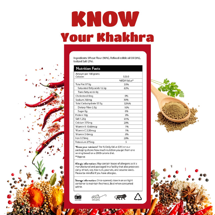 GujjuBhai Khakhra Combo – Plain, Masala & Chilli Coriander | Roasted Wheat Snacks | Gujarati Flavours | Healthy Tea-Time Snack | Pack of 3 (180g Each)