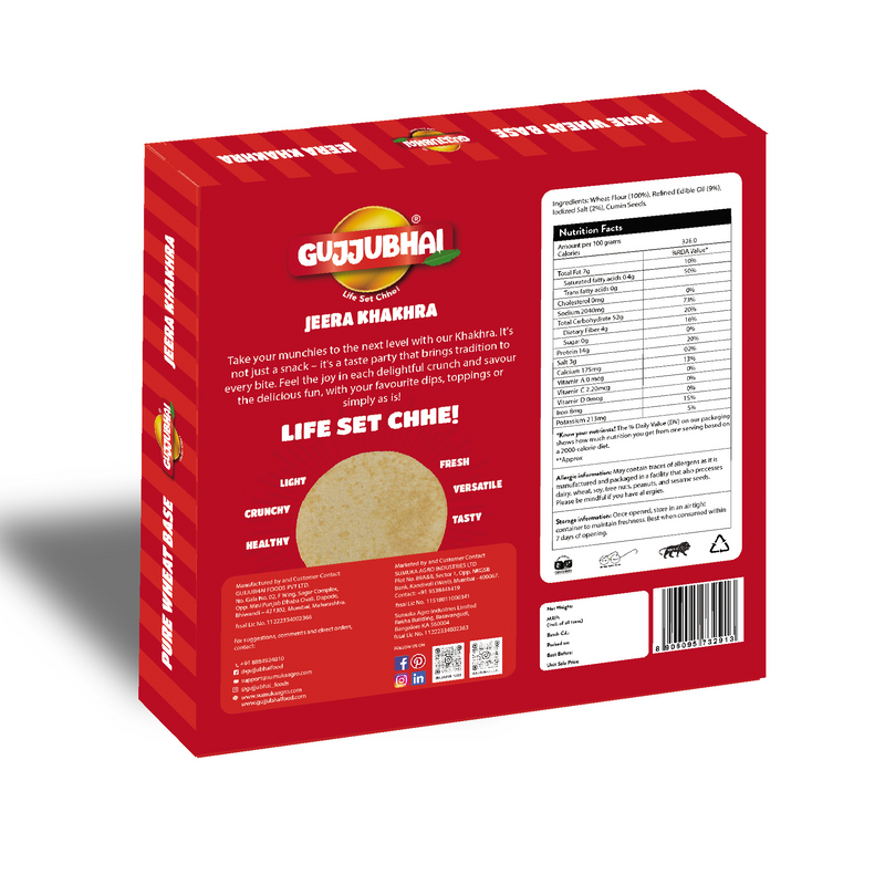 GujjuBhai Jeera Khakhra – Pack of 3 | Roasted Whole Wheat Snack | Cumin FlavourGujjuBhai Jeera Khakhra – Pack of 3 | Roasted Whole Wheat Snack | Cumin Flavour