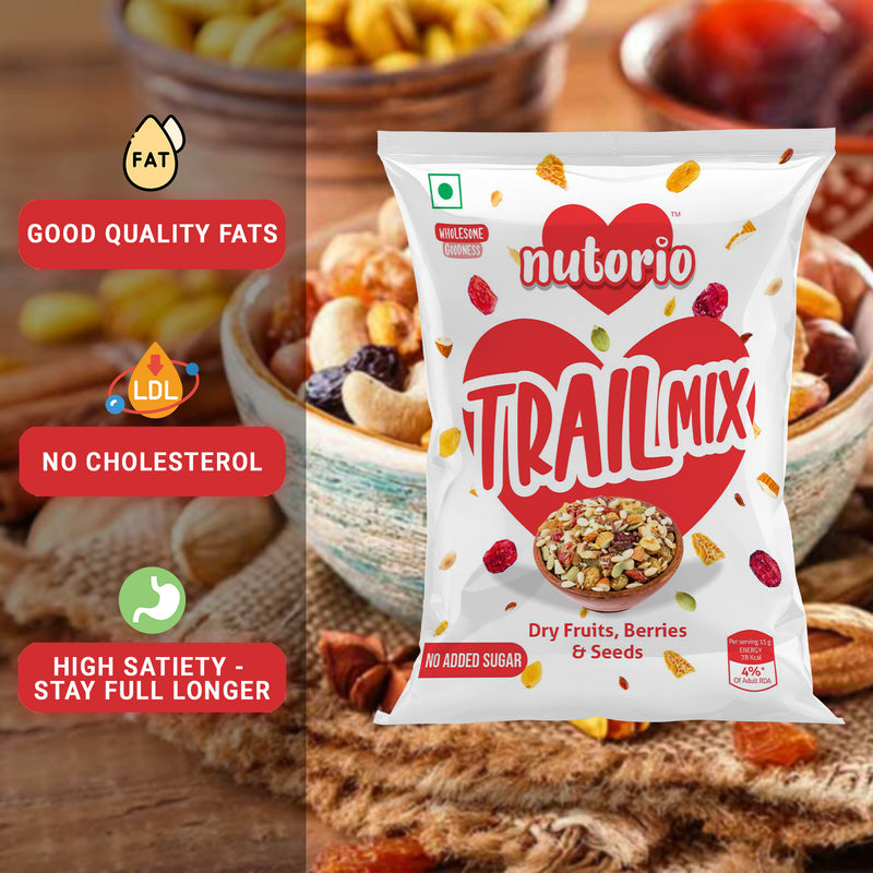 Nutorio Trail Mix 225-gram Roasted Snacks High Protein, Healthy Dry Fruits, Berries & Seeds for Eating, Workout Seeds, Multi Combo Snack (Trail Mix) (Pack 15 x 15gm Each)