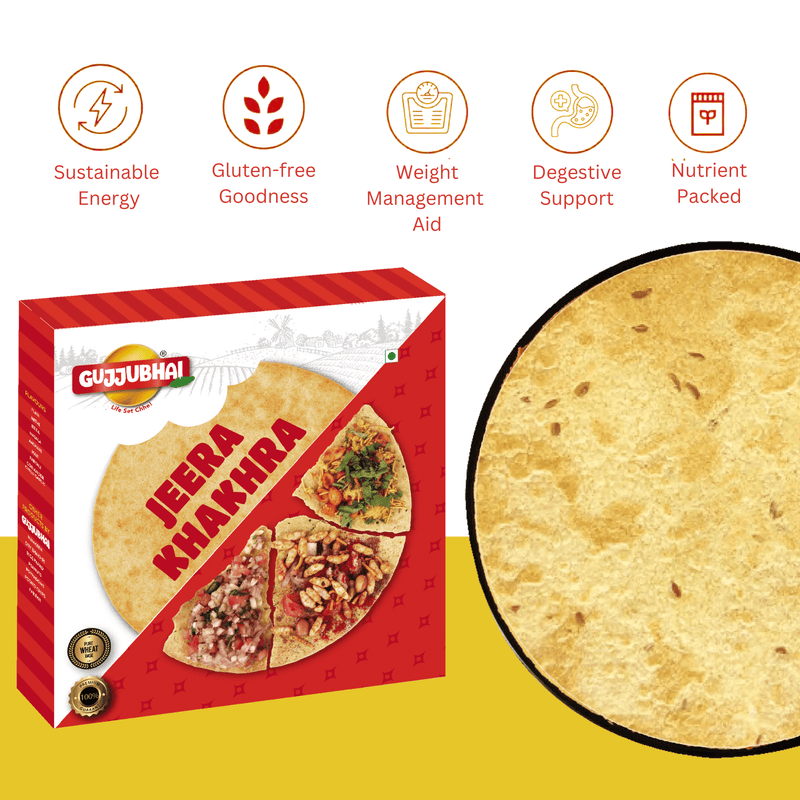 GujjuBhai Jeera Khakhra – Pack of 3 | Roasted Whole Wheat Snack | Cumin FlavourGujjuBhai Jeera Khakhra – Pack of 3 | Roasted Whole Wheat Snack | Cumin Flavour