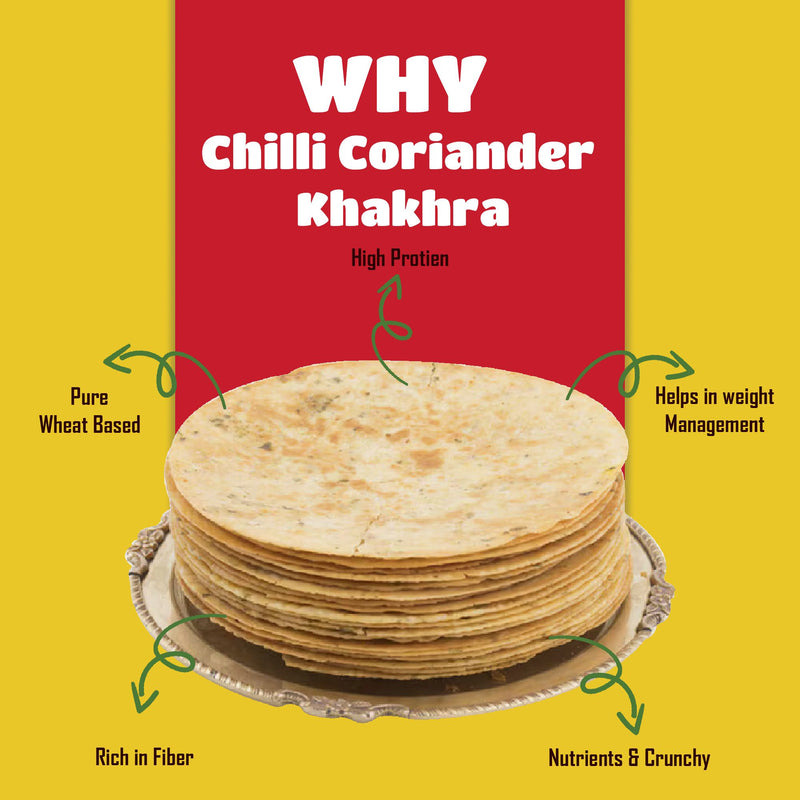 GujjuBhai Khakhra Combo – Plain, Masala & Chilli Coriander | Roasted Wheat Snacks | Gujarati Flavours | Healthy Tea-Time Snack | Pack of 3 (180g Each)