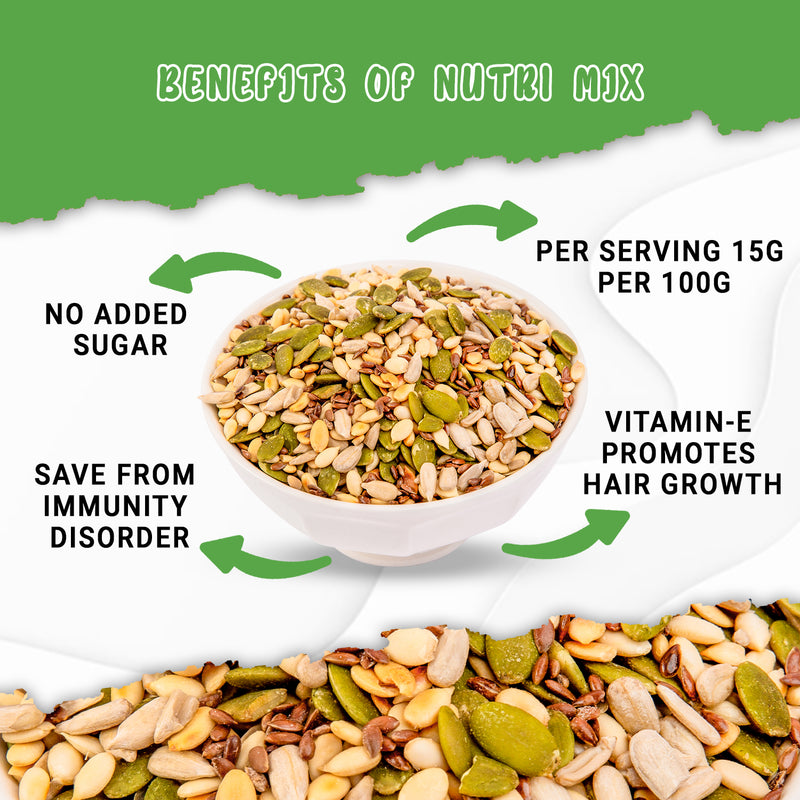 Nutorio Nutri Mix Snacks 225 Gram, Healthy Snack Mix Seeds For Eating, High Protein Multi Mix Seeds Snack (Nutri Mix) (Pack of 15 Each 15gm)