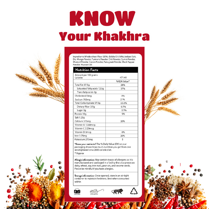 GujjuBhai Achaari Khakhra – Tangy Pickle Flavoured Roasted Snack | Gujarati-Style Crunch | Pack of 3 (180g Each)