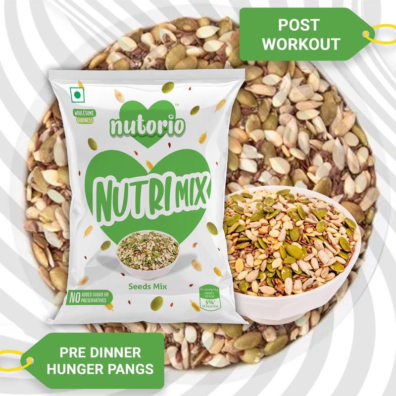 Nutorio Nutri Mix Snacks 225 Gram, Healthy Snack Mix Seeds For Eating, High Protein Multi Mix Seeds Snack (Nutri Mix) (Pack of 15 Each 15gm)