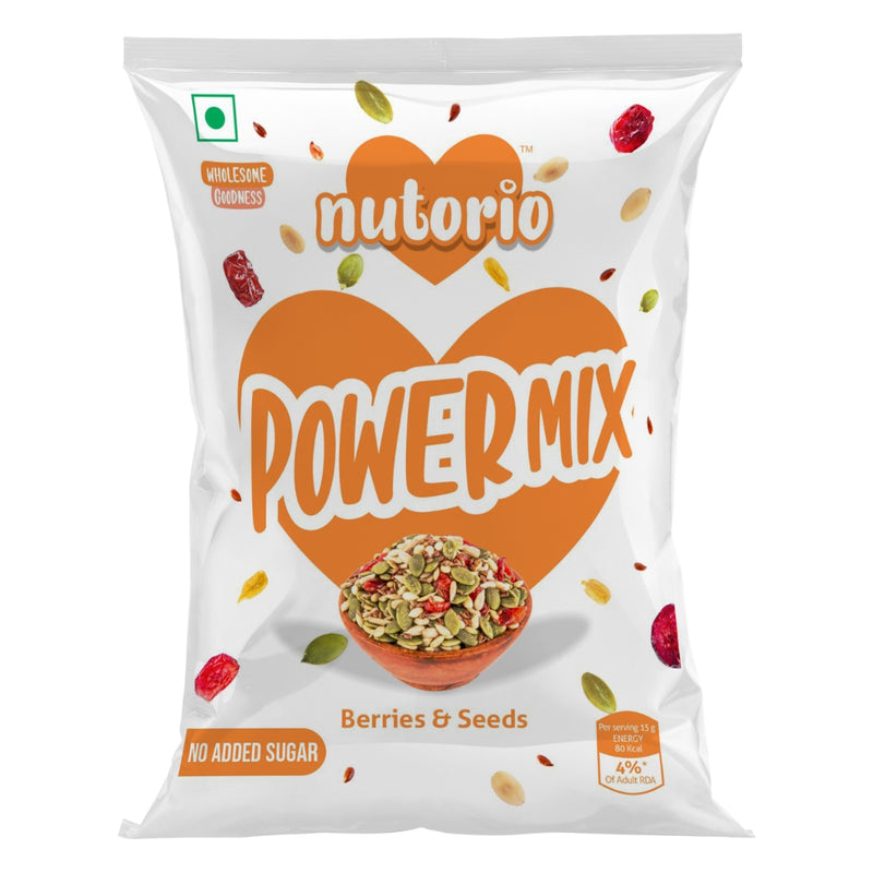 Nutorio Power Mix Snacks 225 Gram, Healthy Snack Mix Seeds and Berries For Eating, High Protein Multi Mix Seeds & Berries Snack (Nutri Mix) (Pack of 15 Each 15gm)