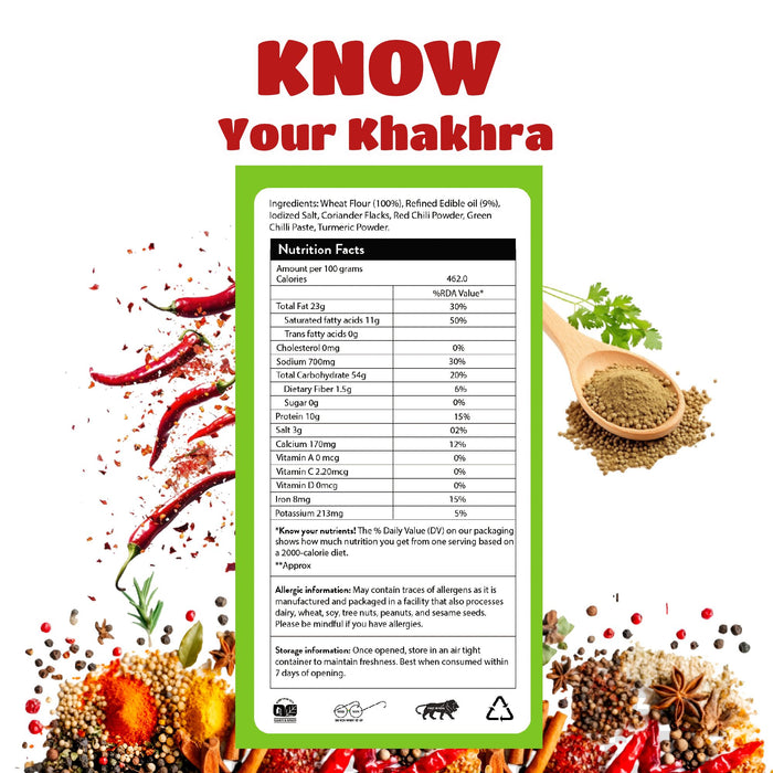 GujjuBhai Khakhra Combo – Plain, Masala & Chilli Coriander | Roasted Wheat Snacks | Gujarati Flavours | Healthy Tea-Time Snack | Pack of 3 (180g Each)