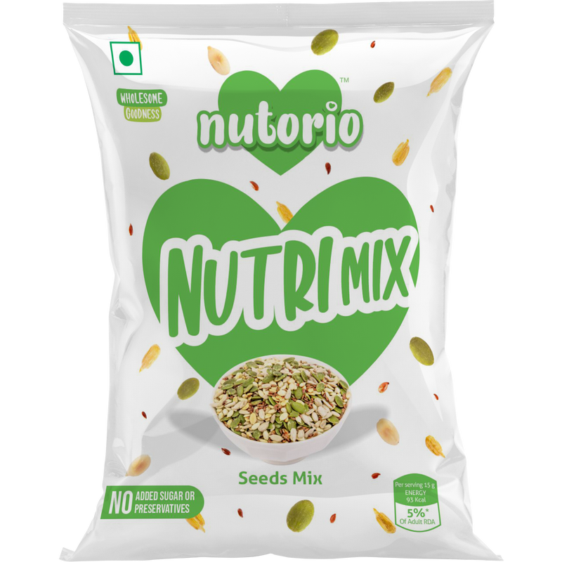 Nutorio Nutri Mix Snacks 225 Gram, Healthy Snack Mix Seeds For Eating, High Protein Multi Mix Seeds Snack (Nutri Mix) (Pack of 15 Each 15gm)
