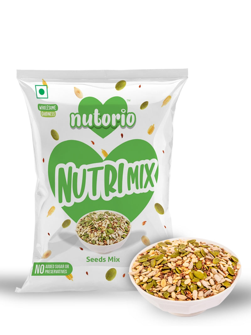 Nutorio Nutri Mix Snacks 225 Gram, Healthy Snack Mix Seeds For Eating, High Protein Multi Mix Seeds Snack (Nutri Mix) (Pack of 15 Each 15gm)