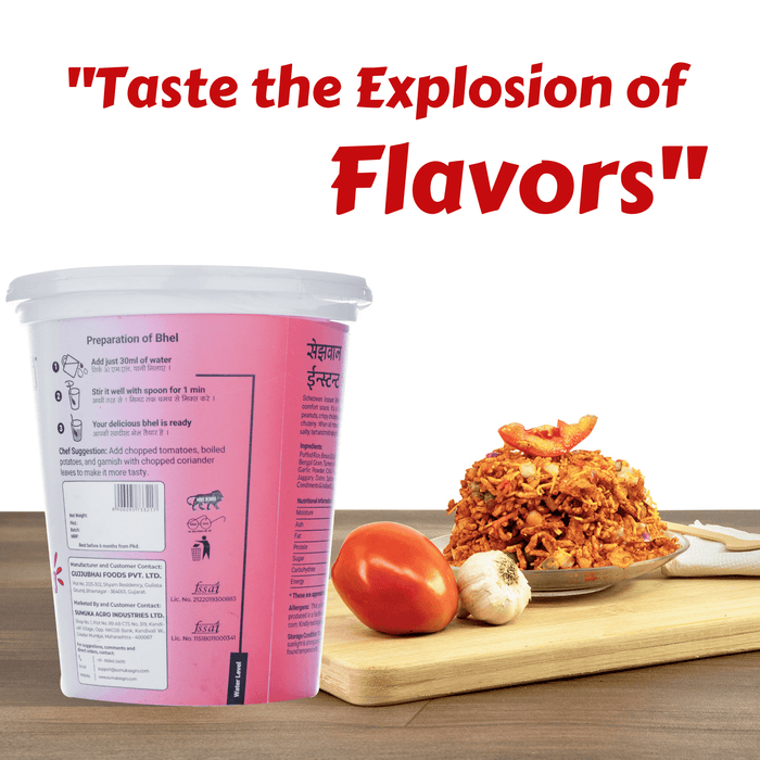 GujjuBhai Schezwan Bhel – Spicy Indo-Chinese Snack | Street Style Tangy Bhel Mix | Pack of 3 (80g Each)