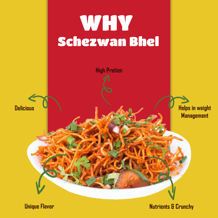 GujjuBhai Schezwan Bhel – Spicy Indo-Chinese Snack | Street Style Tangy Bhel Mix | Pack of 3 (80g Each)