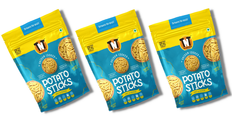 Vacuum Cooked Vegetable Chips Potato Sticks with Salt & Pepper