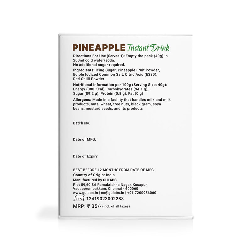 Gulabs Pineapple Instant Drink powder