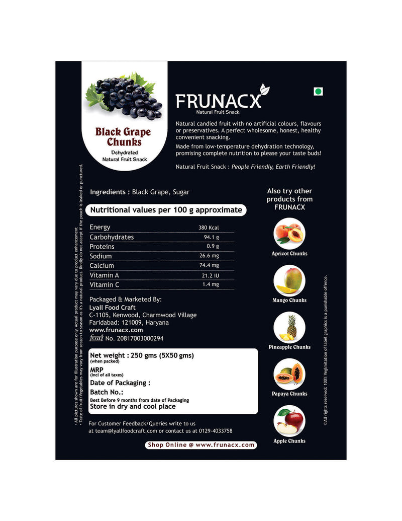 Black Grapes Chunks (Pack of 5*50Gms)