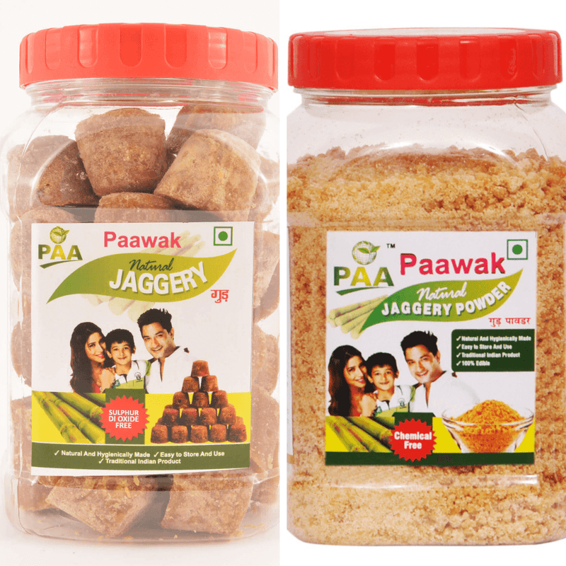 Combo Jars  - Paawak Natural Jaggery (Gud) Cubes & Powder