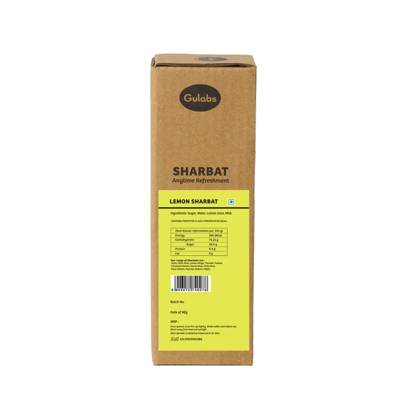 Gulabs Lemon Sharbat – Classic Lemon Syrup Concentrate
