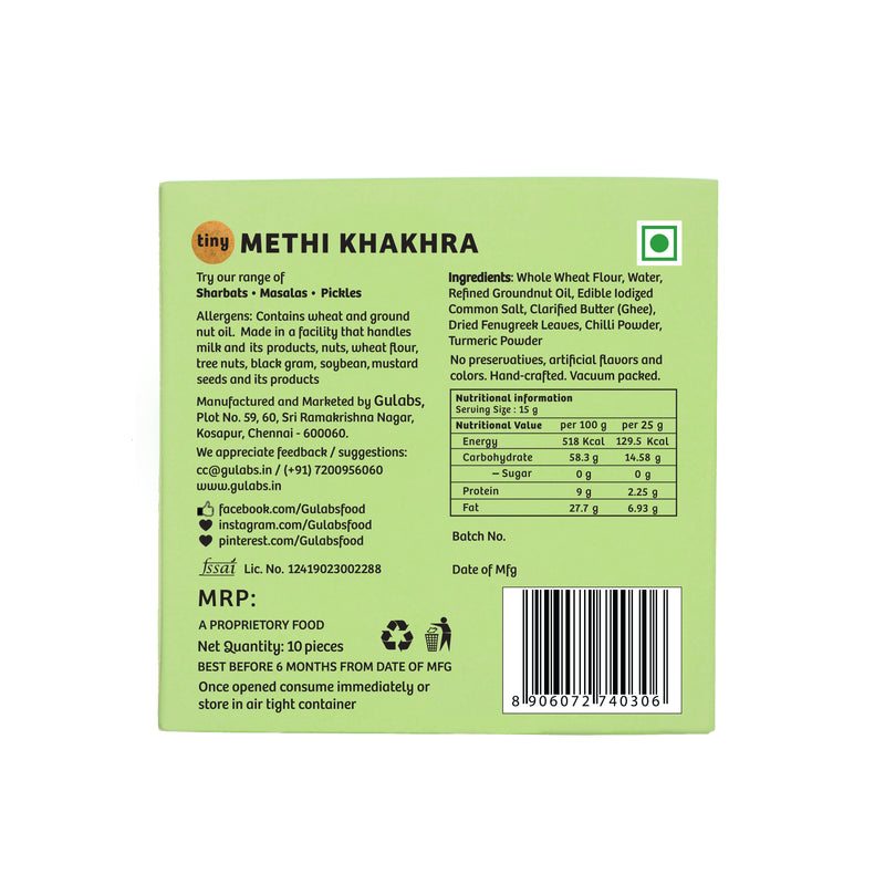 Gulabs Tiny Methi Khakhra Khakhra