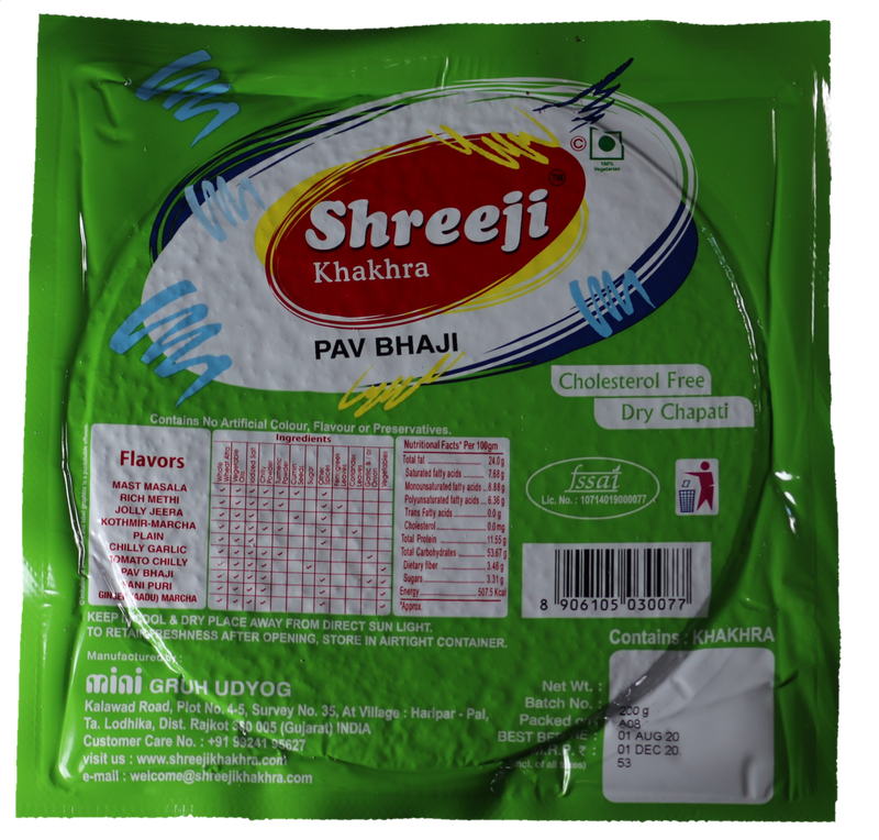 Street Style Flavoured Khakhra Combo (Tomato Chilly-1, Pav Bhaji-1, Pani Puri-1, Chana Jor-1)