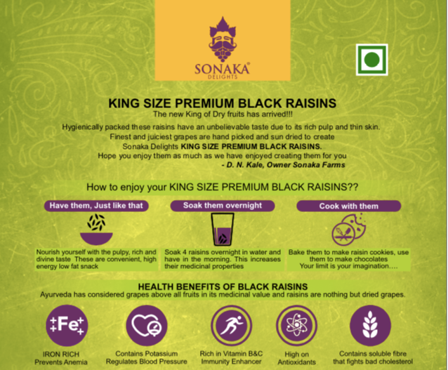Sonaka Delights King Size Premium Black Raisins (Manuka) | Season Favorite