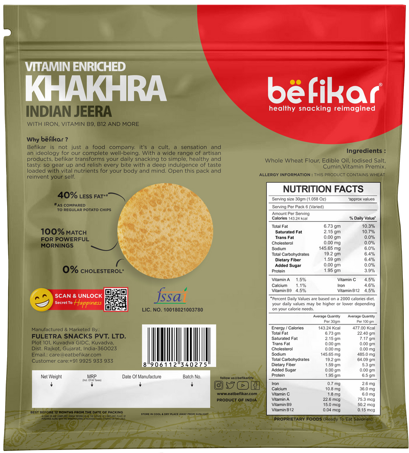 Befikar Khakhra - Indian Jeera